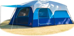 KTT Extra Large Tent 10-12-14 Person(A),Family Cabin Tents,2 Rooms,3 Doors and 3 Windows with Mesh,Straight Wall,Waterproof,Double Layer,Big Tent for Outdoor,Picnic,Camping,Family Gathering