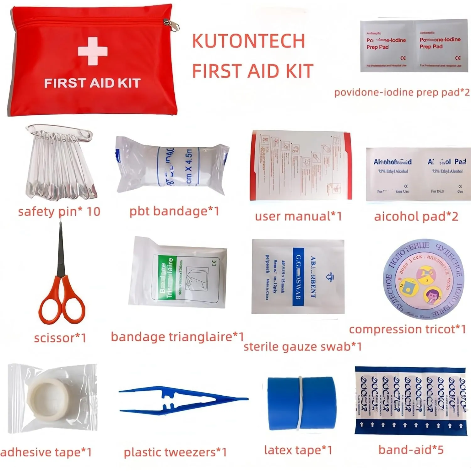 KUTONTECH Premium Mini First Aid Set – 28 Pcs Small Survival Essentials Kit for Emergencies, Travel, and Outdoor Activities.