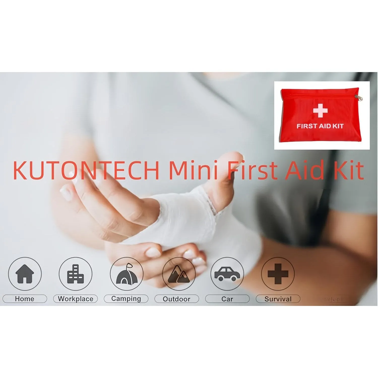 KUTONTECH Premium Mini First Aid Set – 28 Pcs Small Survival Essentials Kit for Emergencies, Travel, and Outdoor Activities.