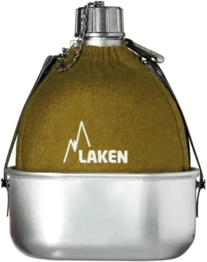 Laken Clasica 34oz Water Canteen, Aluminum Camping Bottle with Felt Pouch and Aluminum Pot, Narrow Mouth, Leak Proof, BPA Free, Khaki