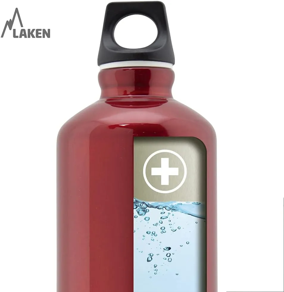 Laken Futura Aluminum Water Bottle - Narrow Mouth, Screw Cap with Loop - Leak-Proof, BPA Free, Made in Spain - 50 oz, Red