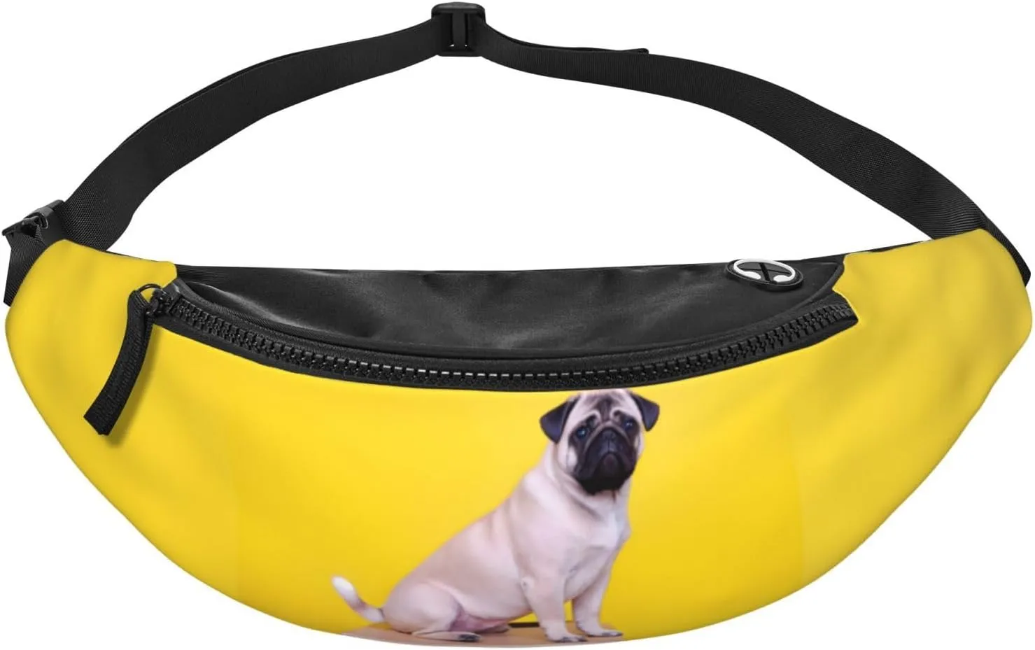 Large Bum Bag Cry Pug Waist Fanny Pack For Men Women,Bumbags With Headphone Jack And Zip Pockets Adjustable Belt For Sport Running Hiking Camping Workout Cycling