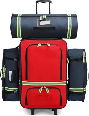 Large Capacity First Responder Trauma Backpack with Trolley & Wheels, Waterproof Oxford Cloth for EMT, Paramedic, Nurses, Tactical Medics, Emergency Medical Kit
