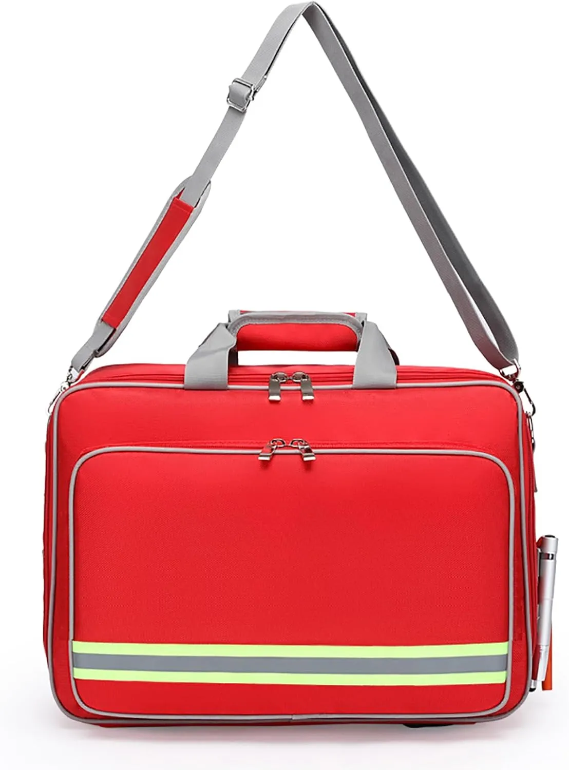 Large First Aid Kit-Professional First Responder Bag with Shoulder Strap and Labelled Compartments Medical Trauma Bag,for EMT, Nurses, Home Care Emergency Survival Kit (Bag Only) (Red)