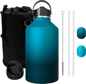 Large Insulated Water Bottle - Large Stainless Steel Water Bottle - 1 Gallon Stainless Steel - 128 oz Insulated