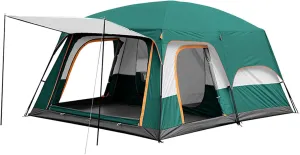 Large Two-Room Family Tent - Waterproof Tent - Camping Tent,with Aluminum Poles, Easy Set-Up for Outdoor, Hiking, Glamping Lightweight Camping Tent