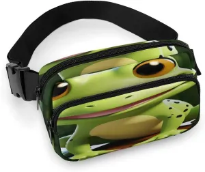 Large Waist Packs with Adjustable Strap,Cute Frog CrossBody Fanny Pack Casual Bag for Travel Sports Running Hiking