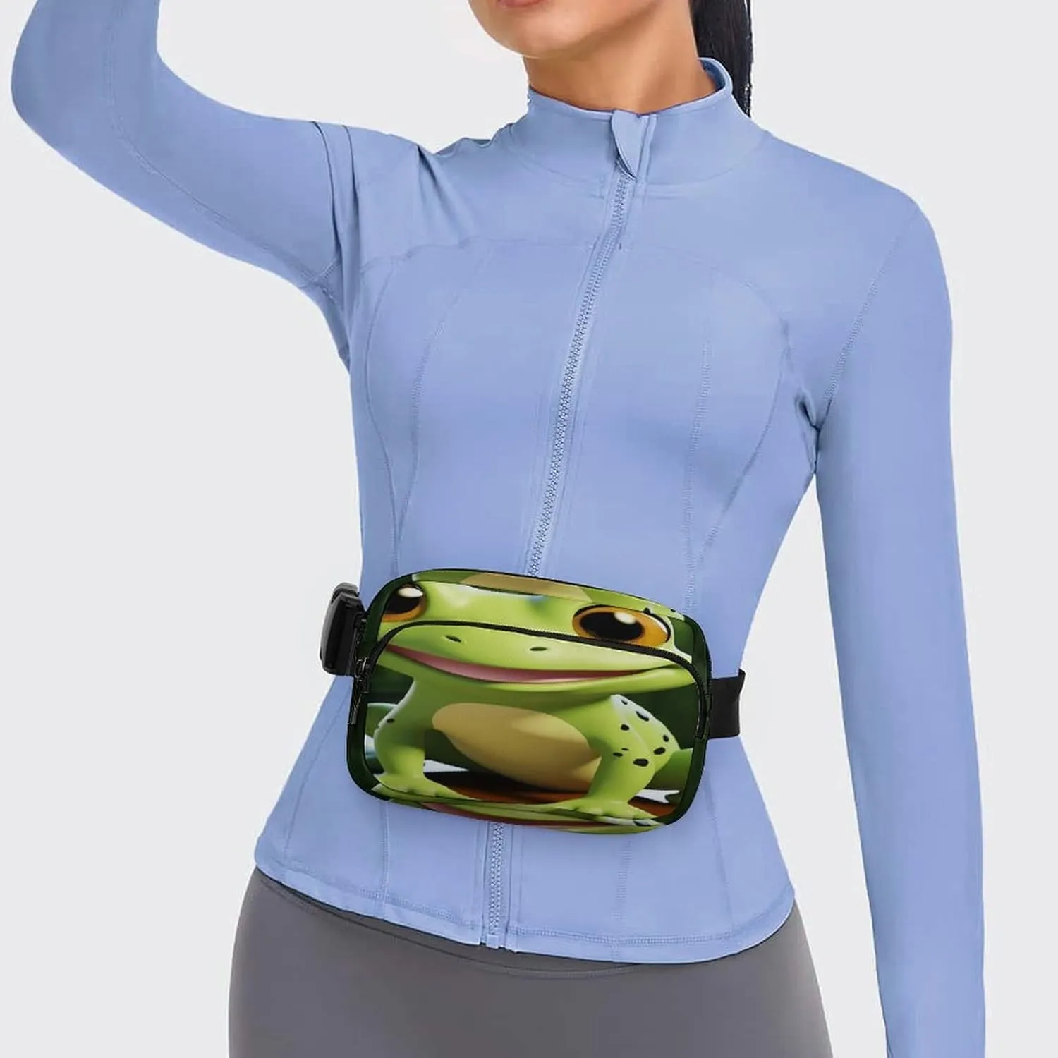 Large Waist Packs with Adjustable Strap,Cute Frog CrossBody Fanny Pack Casual Bag for Travel Sports Running Hiking
