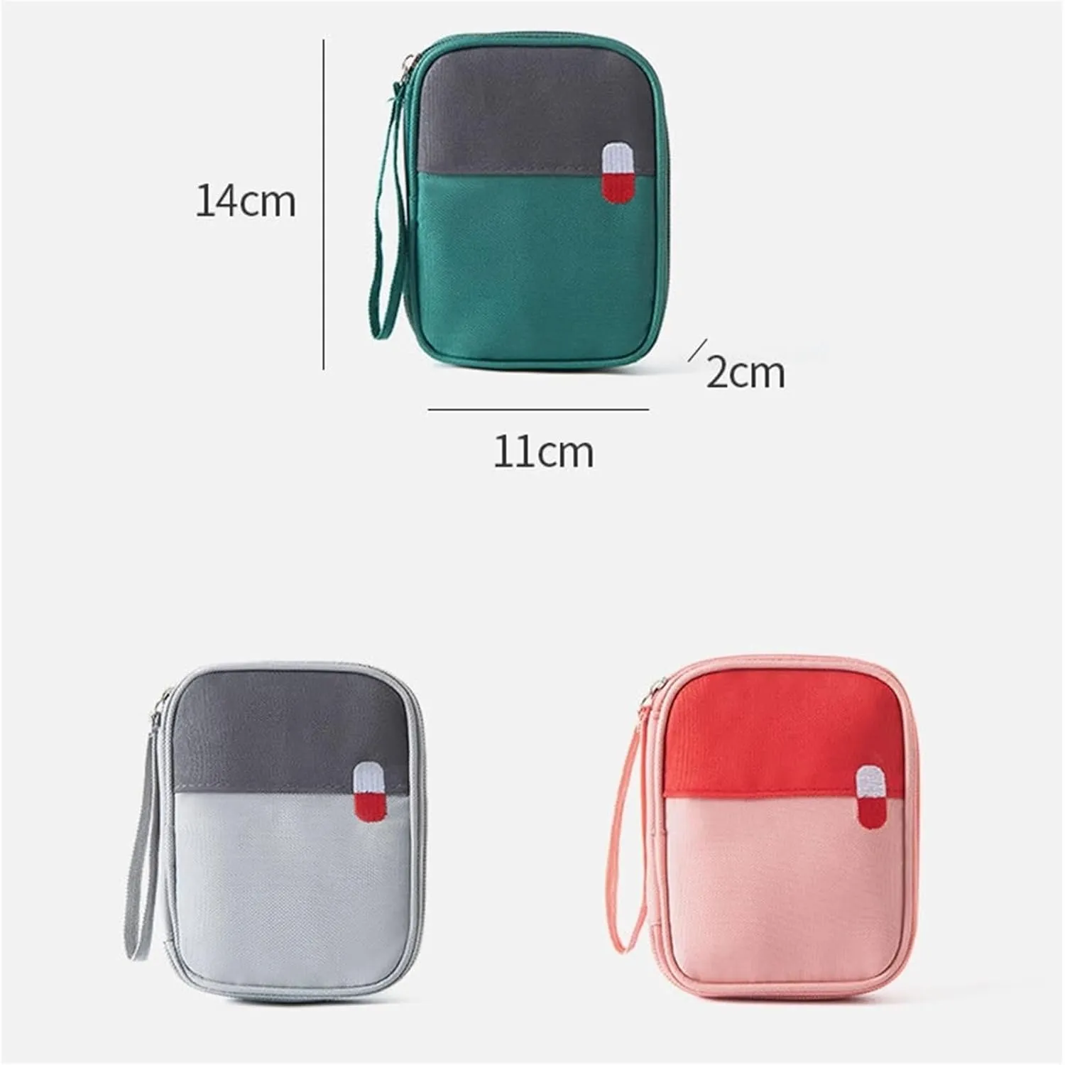 Large/mini Capacity Medicine Storage Bag,Portable Mini First Aid Pouch Medical Kit Home First Aid Kit Survival Bag Emergency Bag Travel Medicine Bag Double Handy Pills Pocket for Car,Travel Home(Grey,
