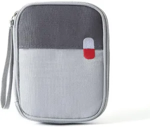 Large/mini Capacity Medicine Storage Bag,Portable Mini First Aid Pouch Medical Kit Home First Aid Kit Survival Bag Emergency Bag Travel Medicine Bag Double Handy Pills Pocket for Car,Travel Home(Grey,