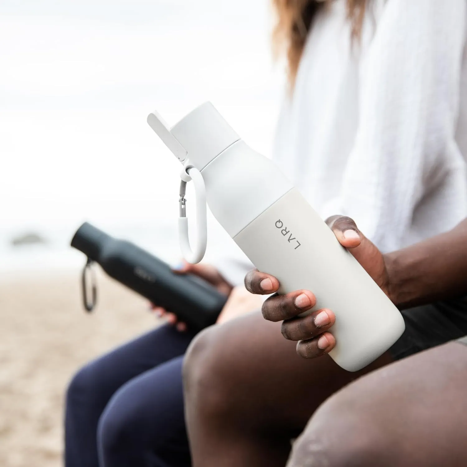 LARQ Bottle Filtered - Insulated Stainless Steel Water Bottle BPA Free with Nano Zero Technology and Long-Lasting Filters, Granite White, 17oz