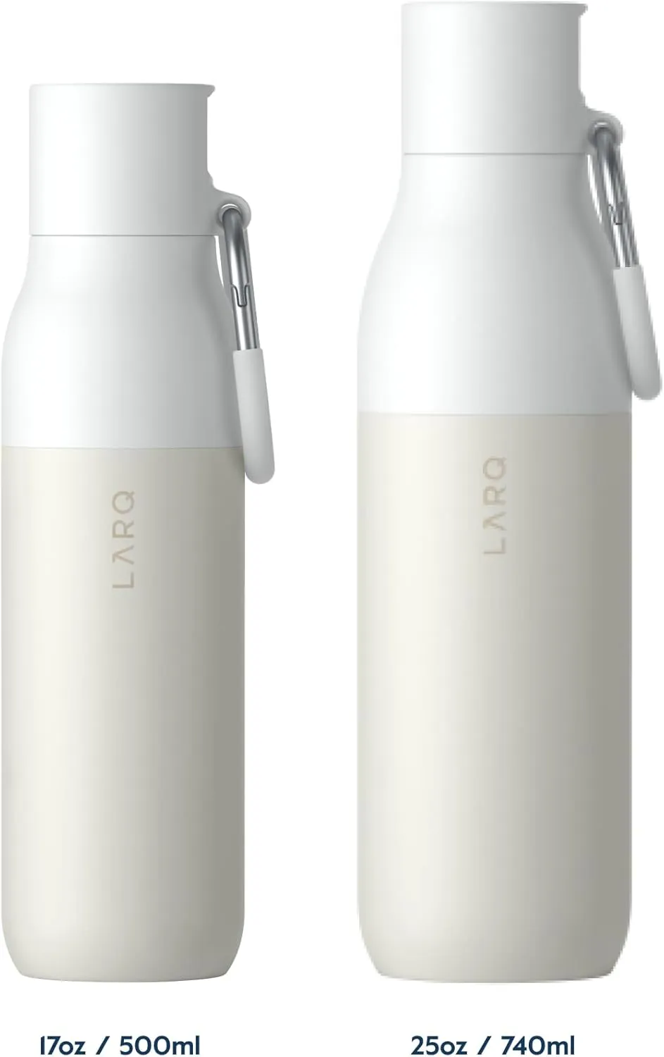LARQ Bottle Filtered - Insulated Stainless Steel Water Bottle BPA Free with Nano Zero Technology and Long-Lasting Filters, Granite White, 17oz