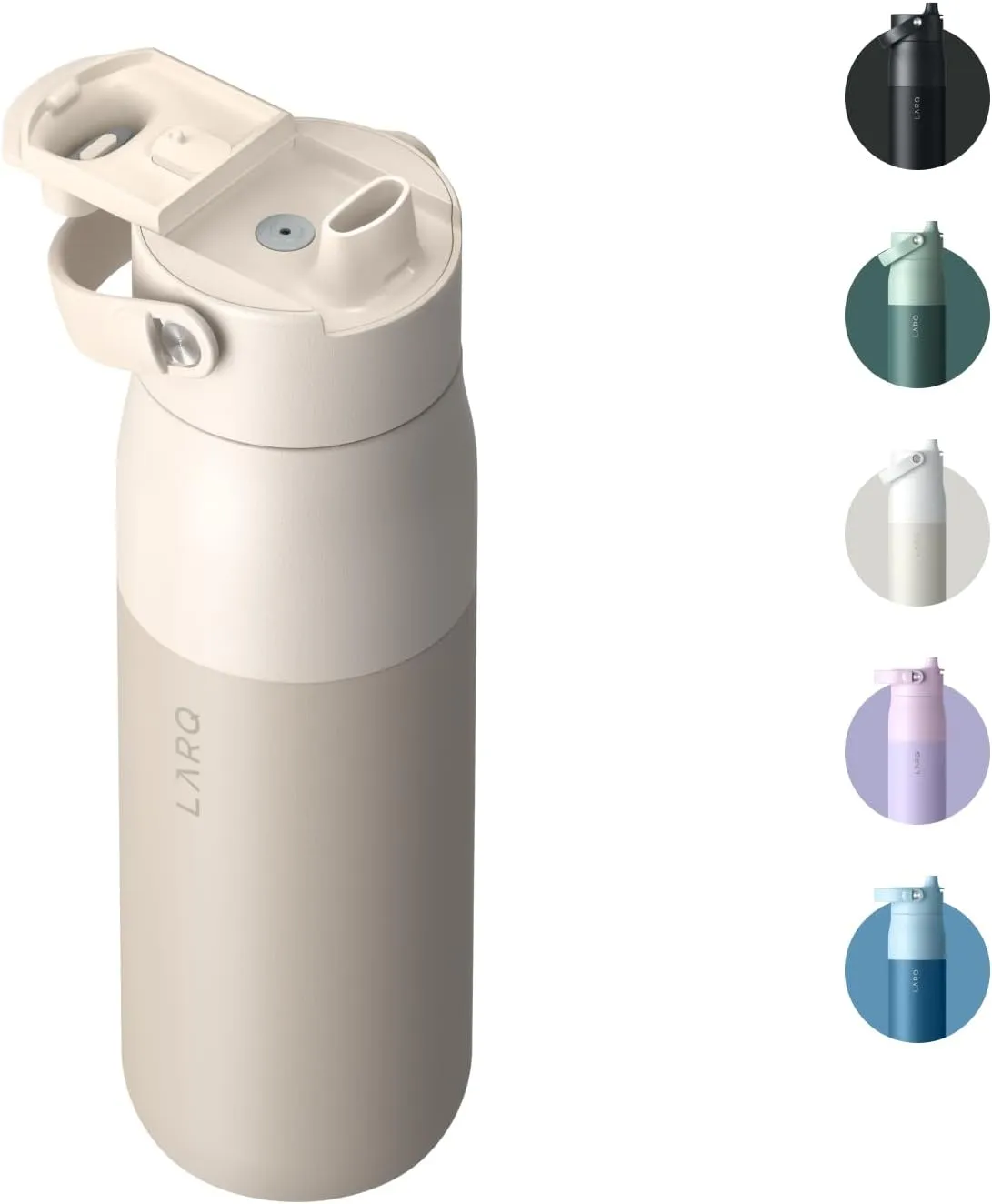 LARQ Bottle Swig Top 23oz - Insulated Reusable Stainless Steel Water Bottle With Built-In Silicone Handle | Thermos, BPA Free | For Sports, Gym, and Travel | Mojave Dune