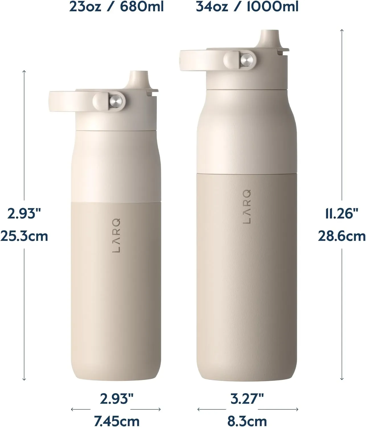 LARQ Bottle Swig Top 23oz - Insulated Reusable Stainless Steel Water Bottle With Built-In Silicone Handle | Thermos, BPA Free | For Sports, Gym, and Travel | Mojave Dune