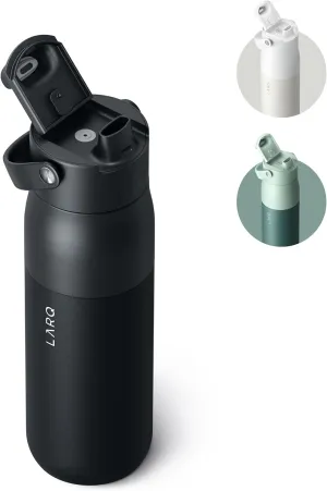 LARQ Bottle Swig Top 23oz - Insulated Stainless Steel Water Bottle With Built-In Silicone Handle | Thermos, BPA Free | Reusable Water Bottle for Sports, Gym, and Travel, Obsidian Black