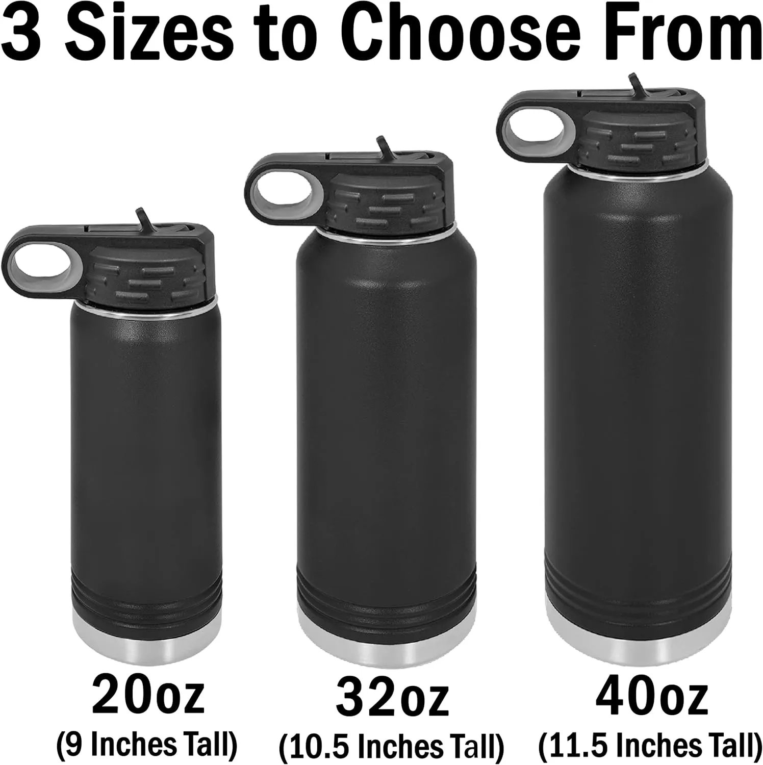 LaserGram Personalized Water Bottle, Trumpet, Stainless Steel Double Wall Vacuum Insulated with Flip Top Straw, Custom Engraved Gift (40oz / 1180ml Camo Green)