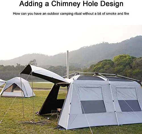 Layer Double Camping Tent 12 Person, Family Cabin Tents, 2 Rooms, Straight Wall, 3 Doors and 3 Window with Mesh, Waterproof, Big Tent for Outdoor, Picnic, Friends Gathering (with E