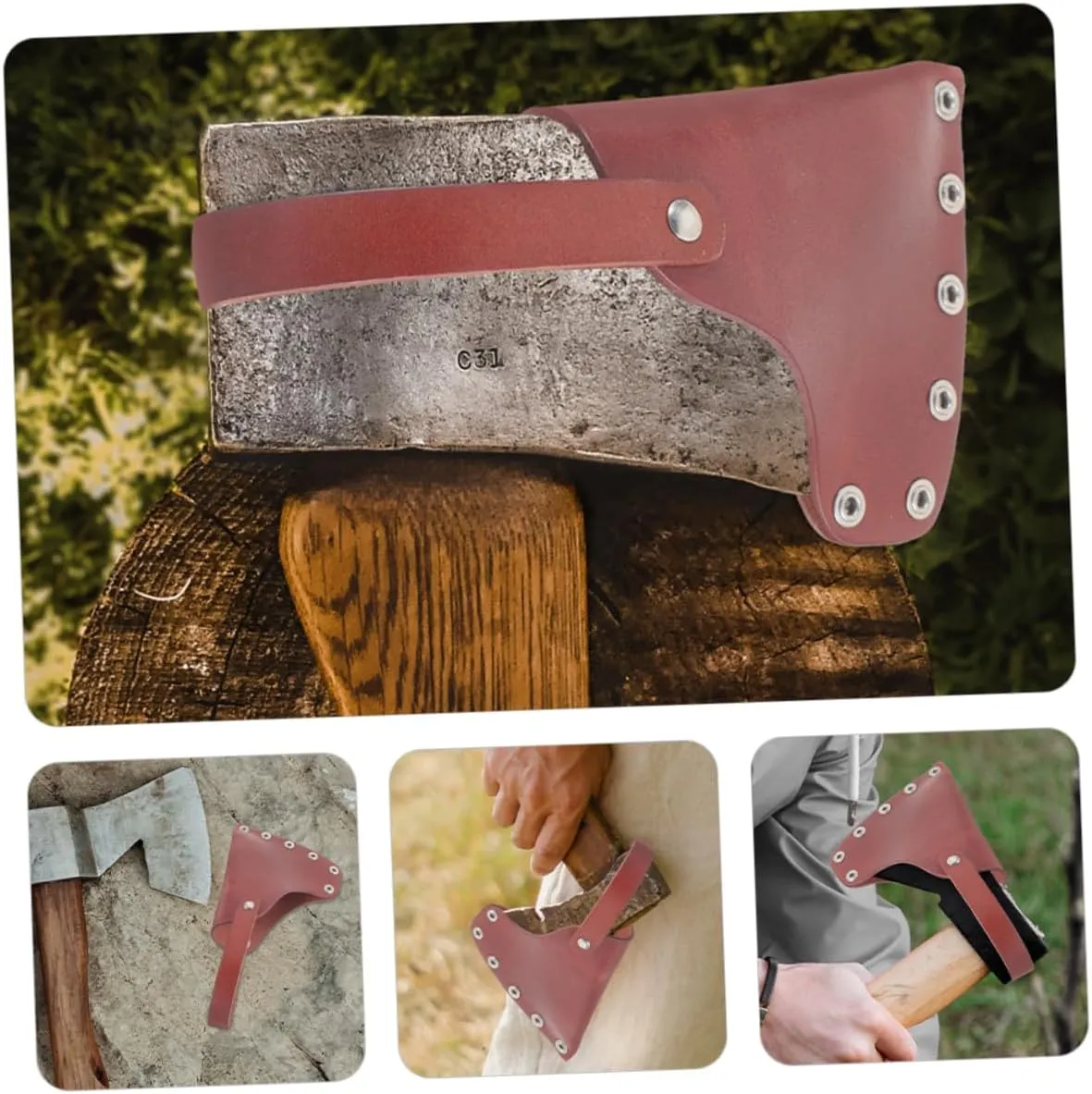 Leather Axe Cover Hatchet Case for Outdoor Use and Accessory for Hatchets Prevents