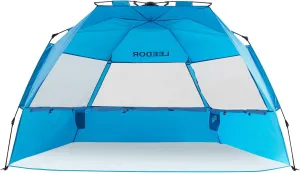Leedor Beach Tent Sun Shelter Instant Beach Umbrella Easy Cabana with UPF 50  UV Portable Windproof Pop Up Shade for 3 to 4 Person for Family Patent Pending