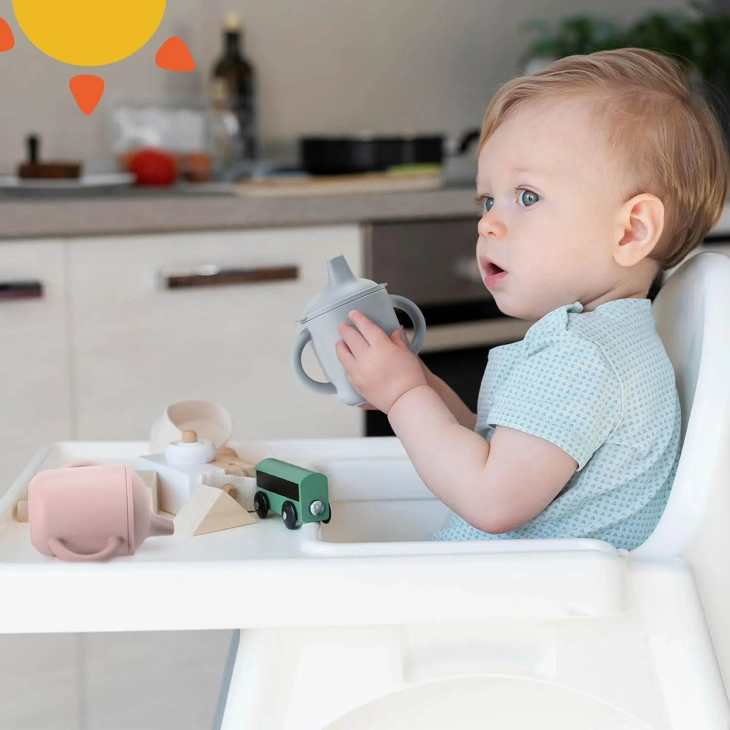 Leeleelon® Silicone Sippy Cups for Baby, 100% Leak-Proof Training Cup for Toddler with Handles, Soft Spout Sippy Cup for Infants, 6  Months, 6oz/180ml (Pack of 2)