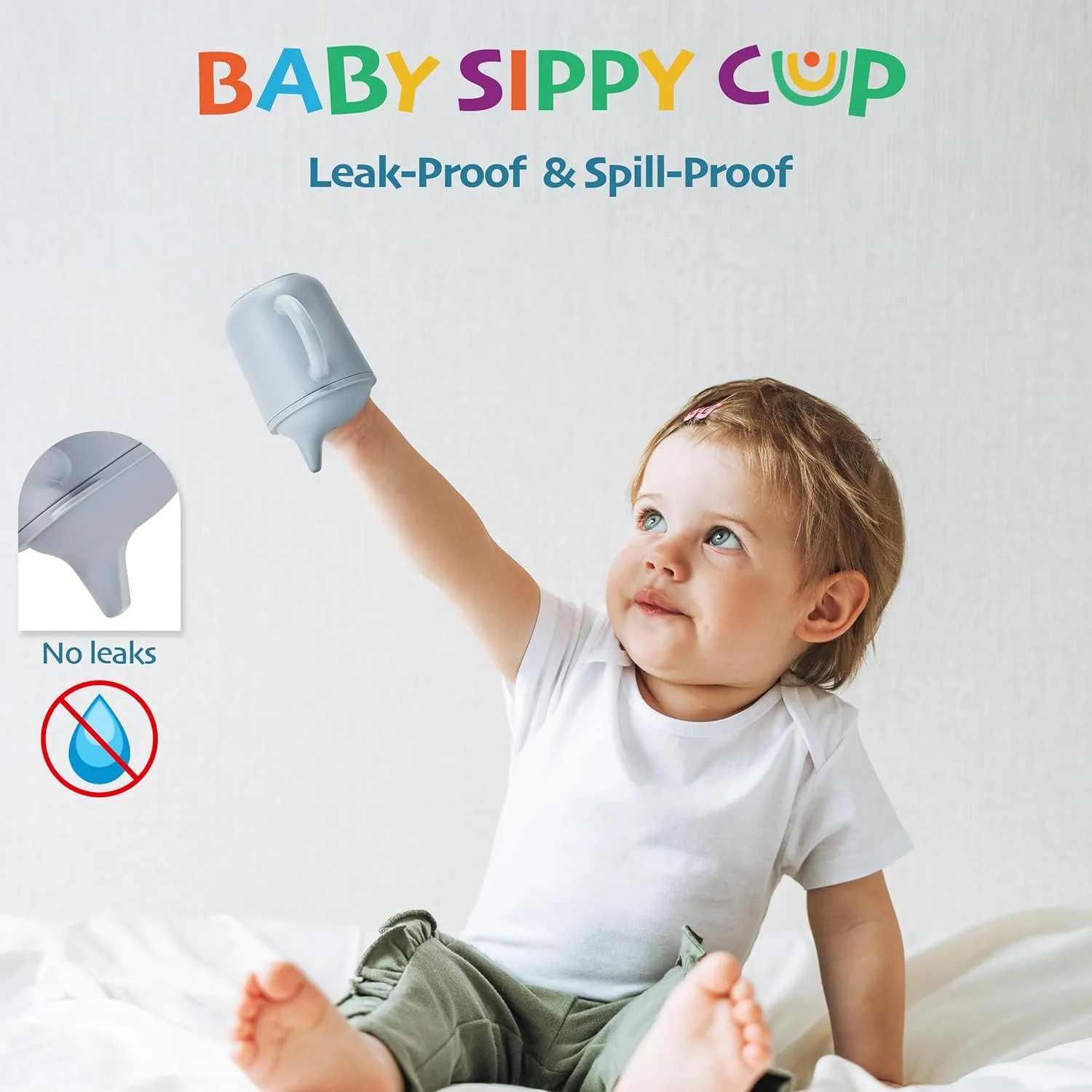 Leeleelon® Silicone Sippy Cups for Baby, 100% Leak-Proof Training Cup for Toddler with Handles, Soft Spout Sippy Cup for Infants, 6  Months, 6oz/180ml (Pack of 2)