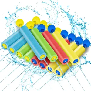 Lehoo Castle Water Guns for Kids, Pack of 12 Foam Squirt Guns, 30 ft Range Pool Water Squirts, Foam Water Gun Blaster for Swimming Pool Beach, Outdoor Water Toys for Toddlers Kids