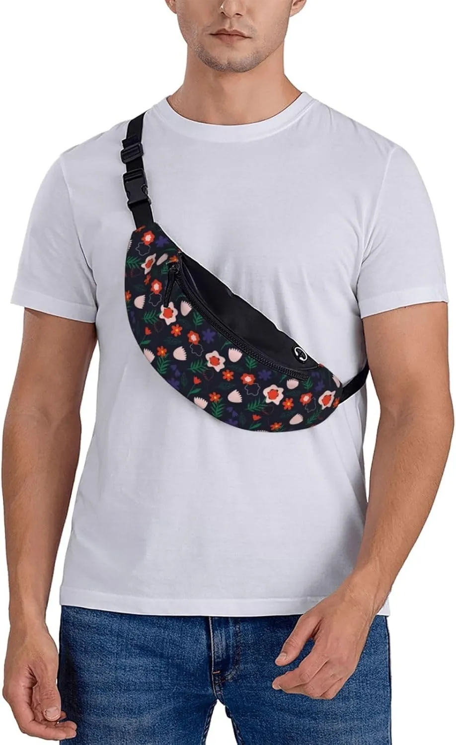 Leisure Sports Crossbody Bag Running Casual Hands-Free Wallets Waist Pack for Man Woman Father's Day for Dad Saffron and Green Leaf