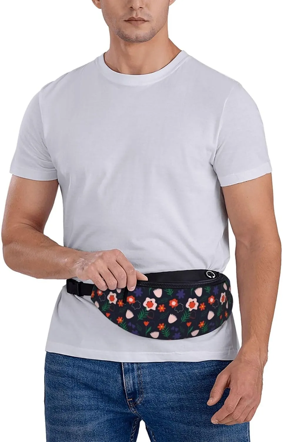 Leisure Sports Crossbody Bag Running Casual Hands-Free Wallets Waist Pack for Man Woman Father's Day for Dad Saffron and Green Leaf