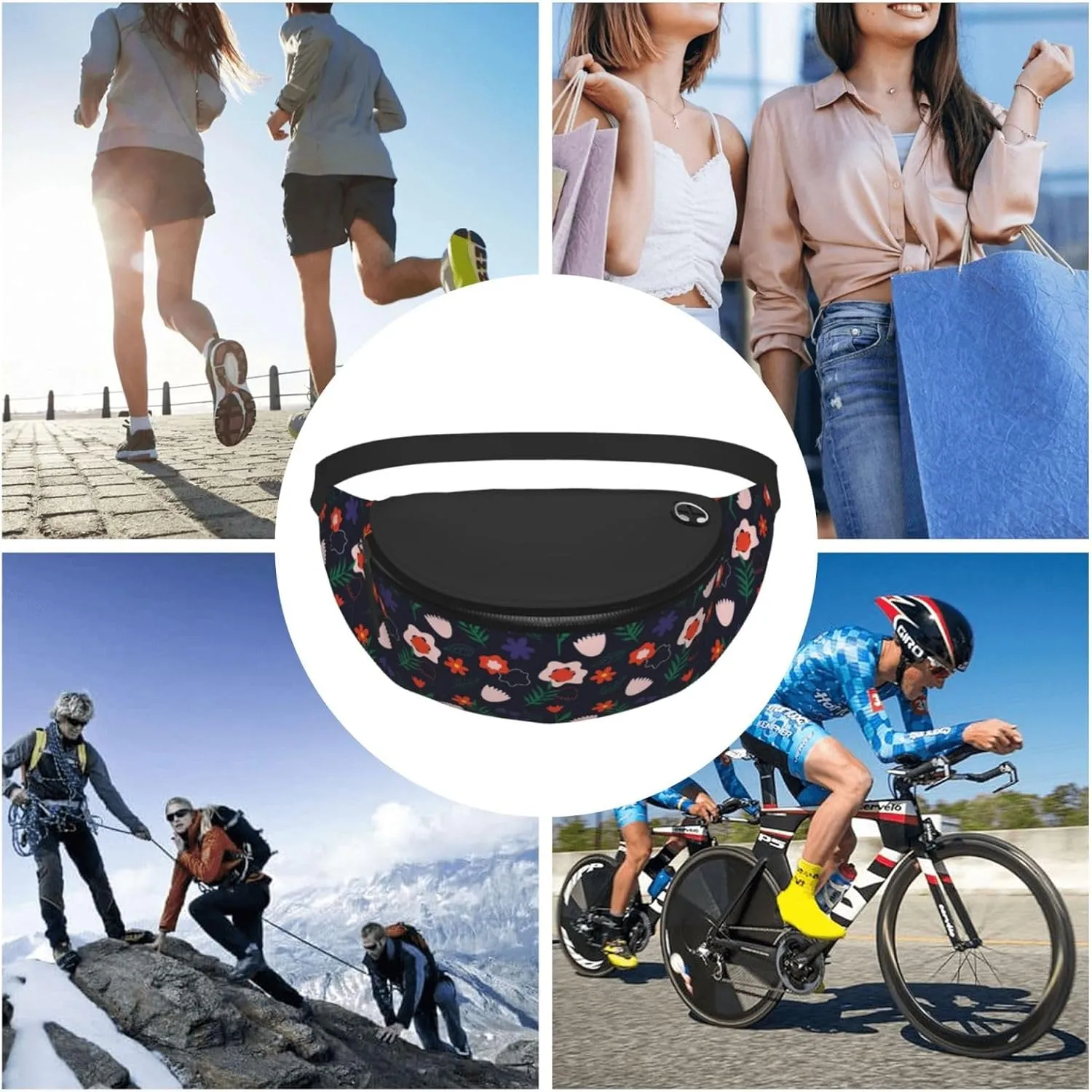 Leisure Sports Crossbody Bag Running Casual Hands-Free Wallets Waist Pack for Man Woman Father's Day for Dad Saffron and Green Leaf