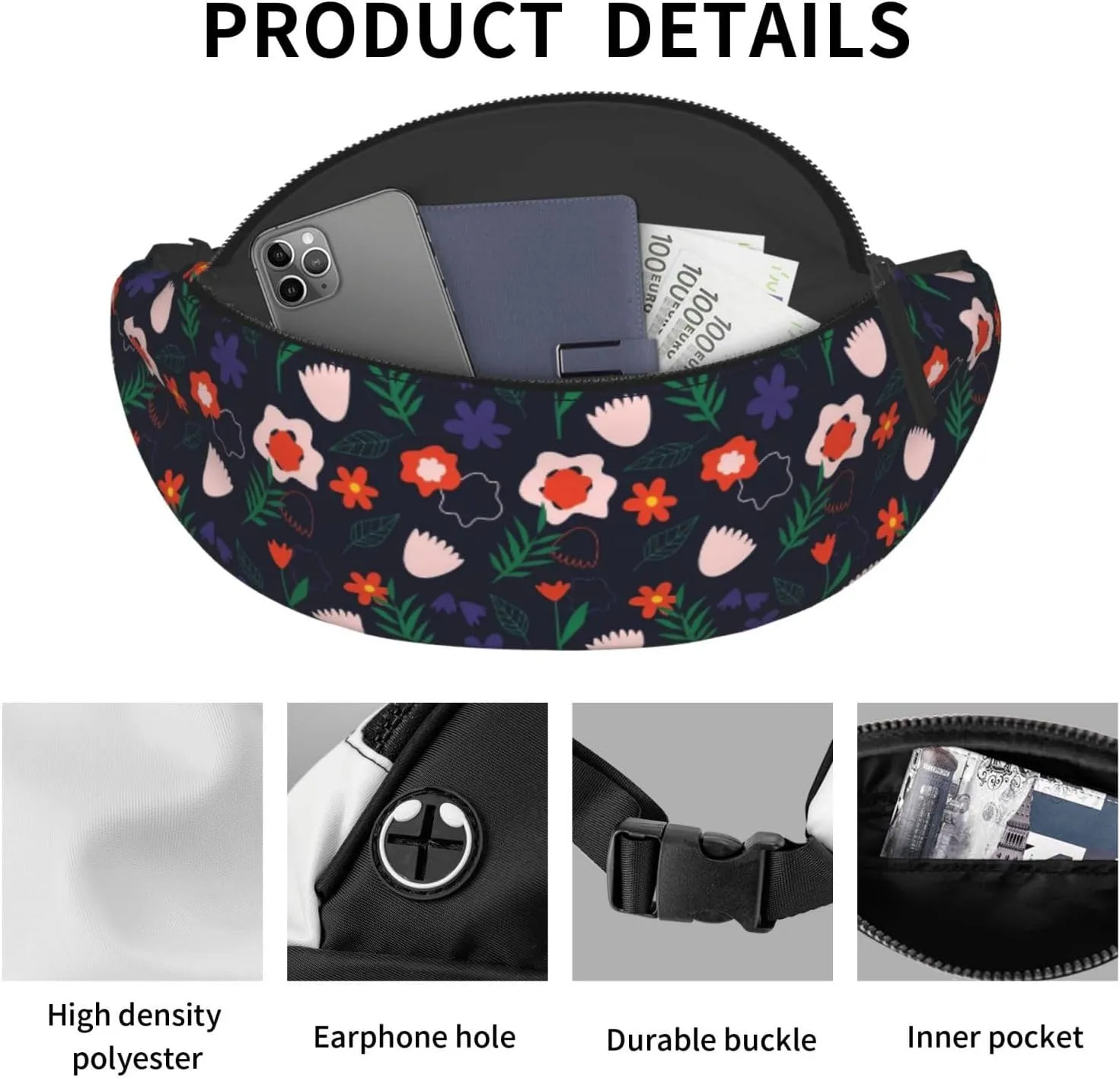 Leisure Sports Crossbody Bag Running Casual Hands-Free Wallets Waist Pack for Man Woman Father's Day for Dad Saffron and Green Leaf