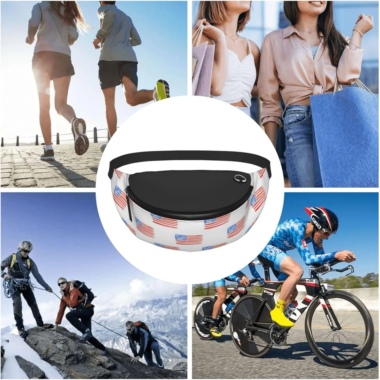 Leisure Sports Crossbody Bag Running Casual Hands-Free Wallets Waist Pack for Man Woman Father's Day for Dad Watercolor Flags