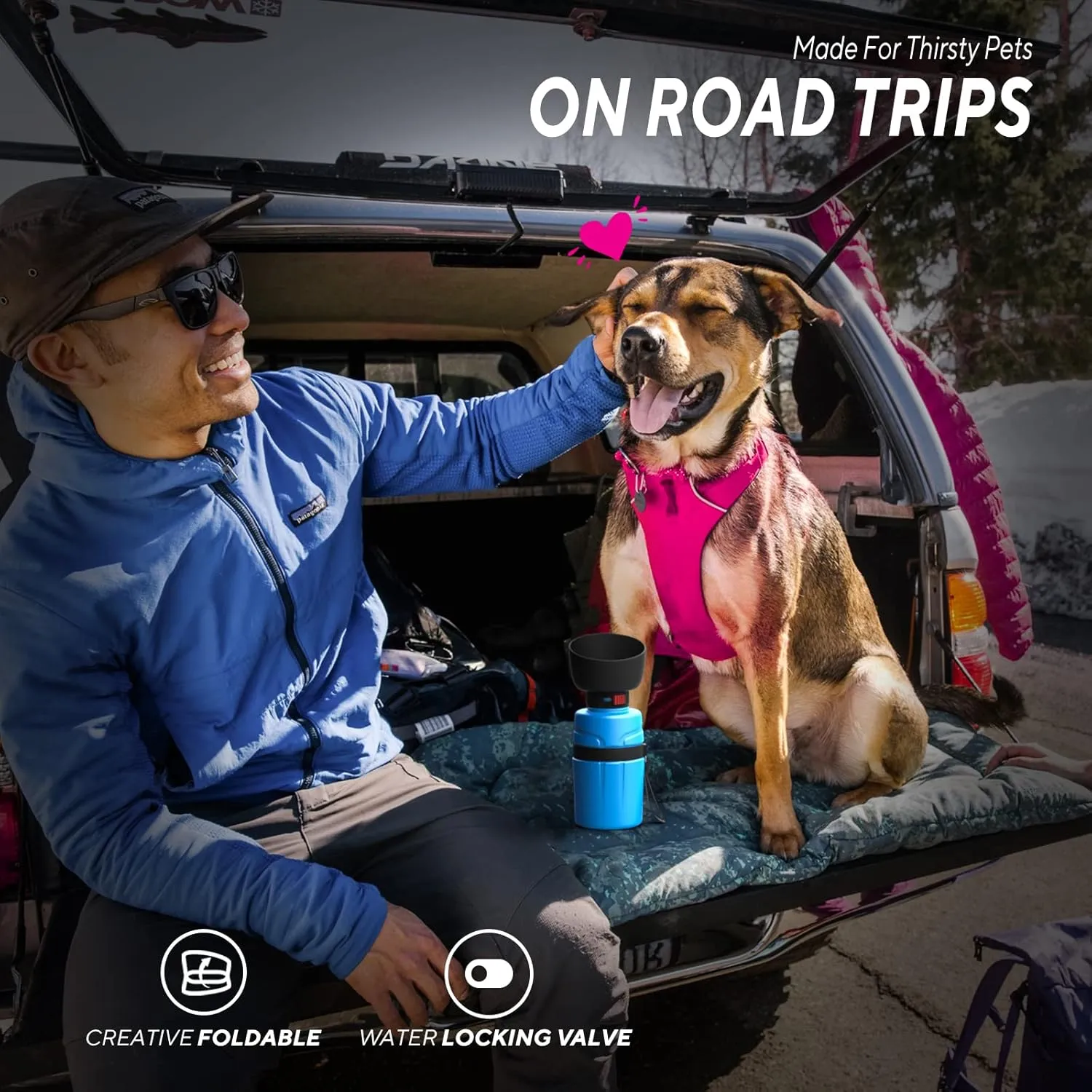 lesotc Dog Travel Water Bottle Portable, Foldable Dog Water Bowl Dispenser, Leak Proof Pet Water Bottle for Dogs Outdoor Walking, Hiking, Travel, Puppy Essentials Necessities, BPA Free, Lightweight