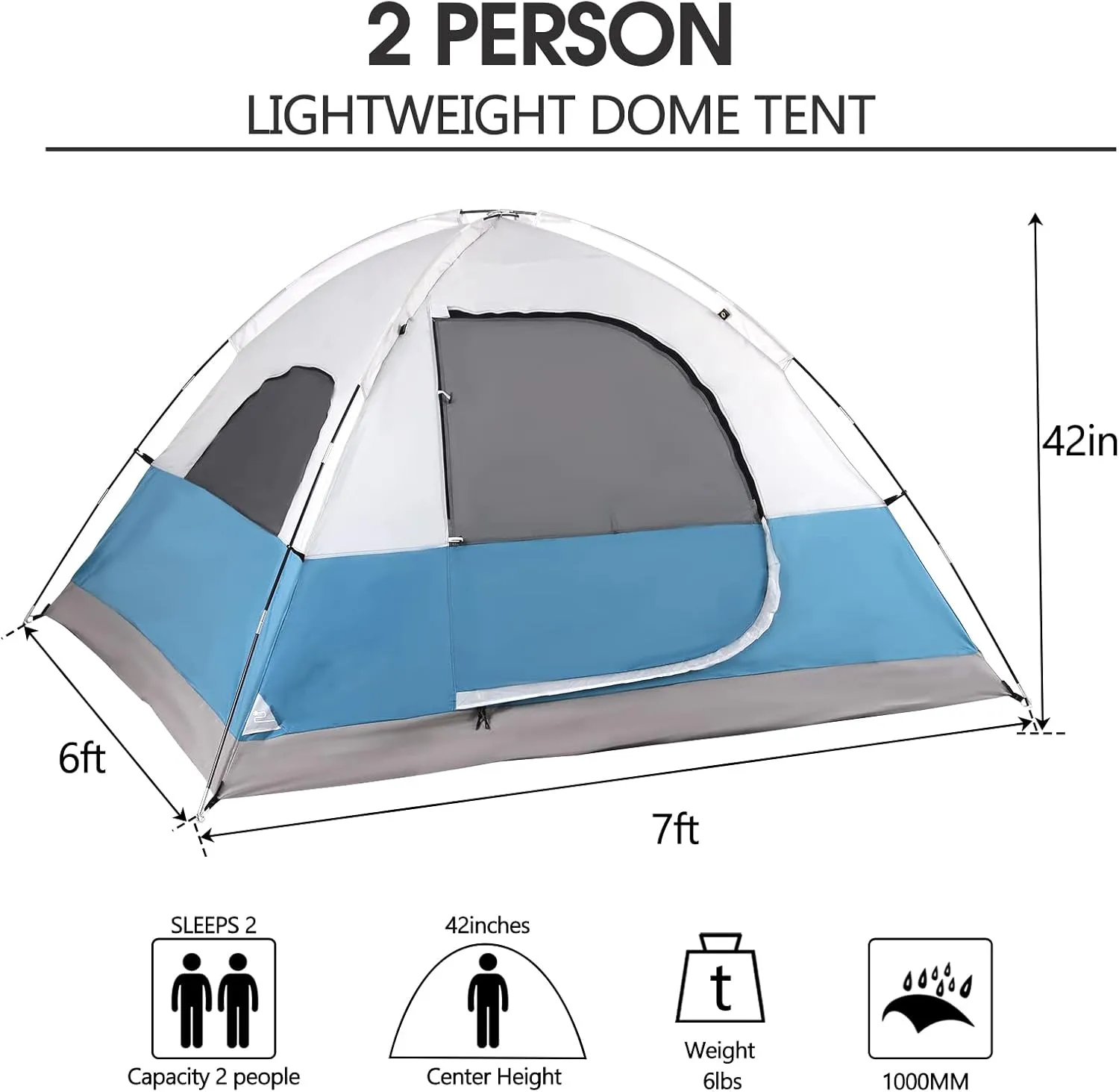 LET'S CAMP 2 Person Backpacking Tent,Portable Lightweight Waterproof Windproof Easy Setup Backpacking Tent,Great for Camping Hiking Mountaineering