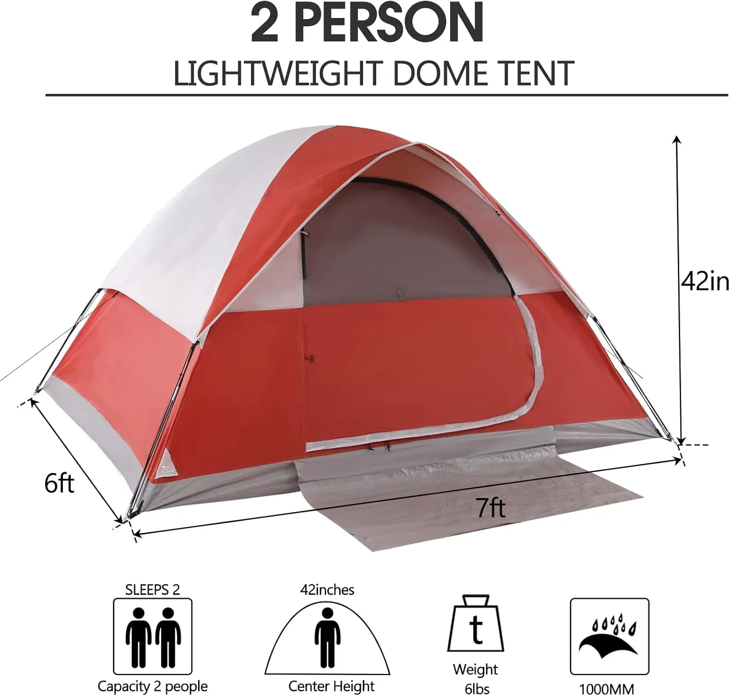 LET'S CAMP 2 Person Backpacking Tent,Portable Lightweight Waterproof Windproof Easy Setup Backpacking Tent,Great for Camping Hiking Mountaineering