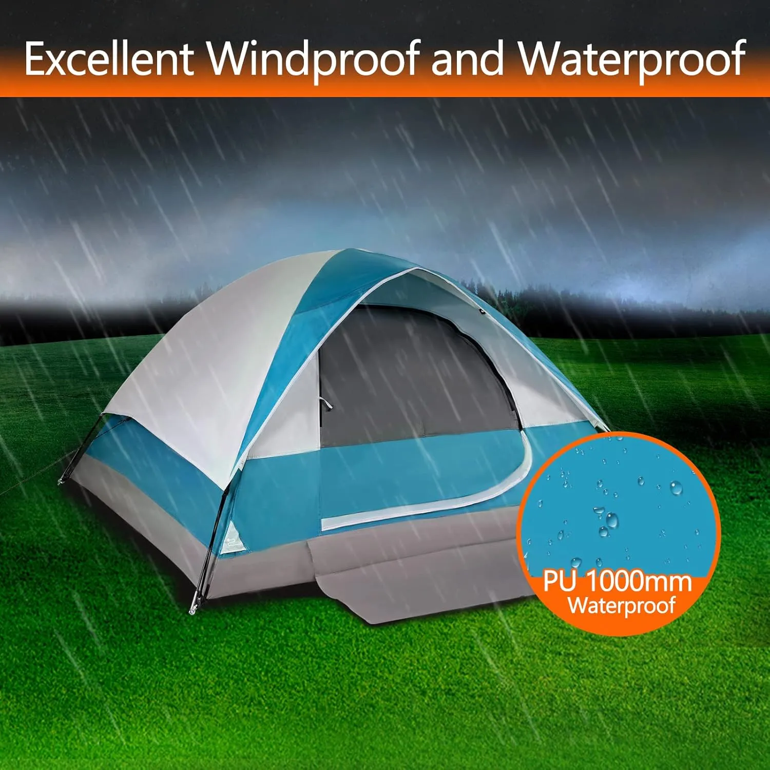 LET'S CAMP 2 Person Backpacking Tent,Portable Lightweight Waterproof Windproof Easy Setup Backpacking Tent,Great for Camping Hiking Mountaineering