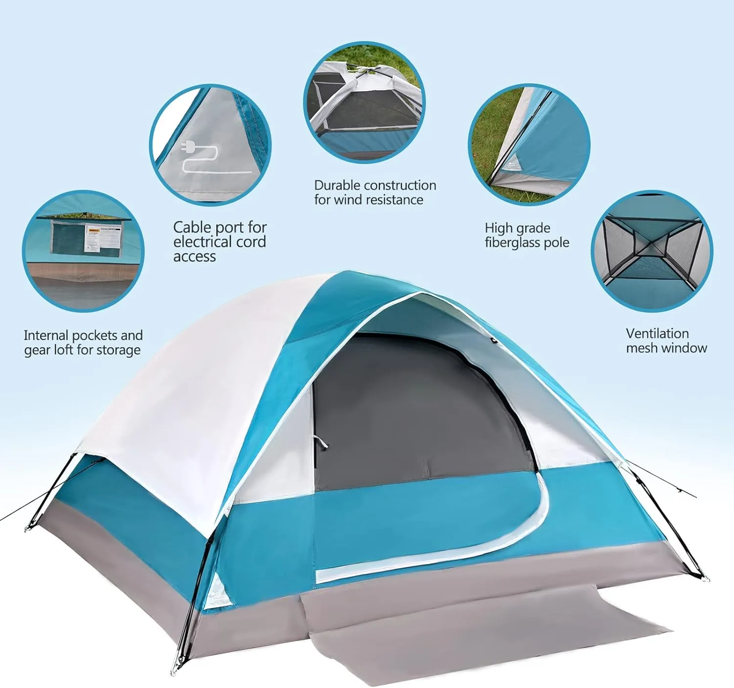 LET'S CAMP 2 Person Backpacking Tent,Portable Lightweight Waterproof Windproof Easy Setup Backpacking Tent,Great for Camping Hiking Mountaineering