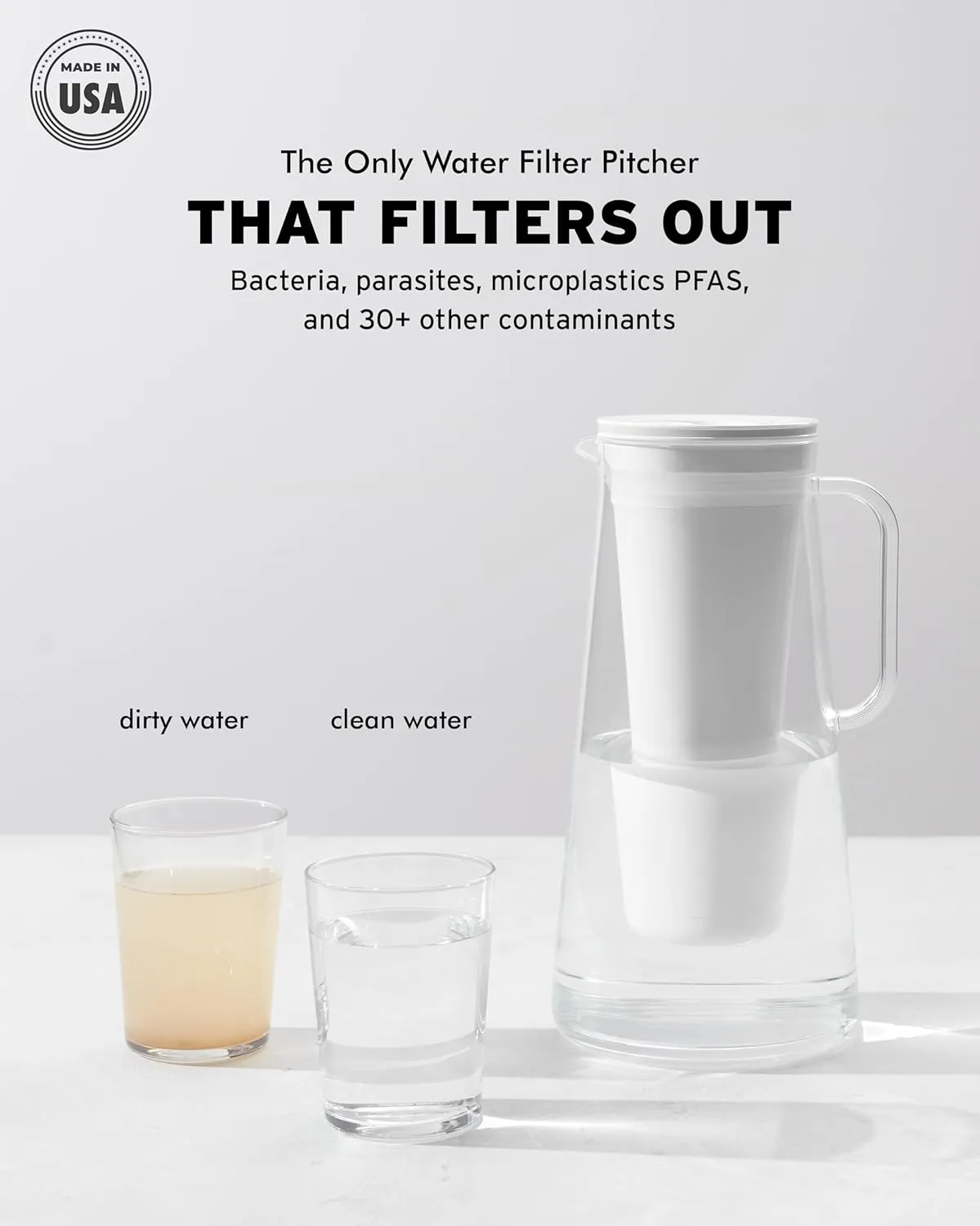 LifeStraw Home – Water Filter Pitcher, 10-Cup, Obsidian, BPA Free Designed for Everyday Protection Against Bacteria, parasites, microplastics, Lead, Mercury, PFAS and a Variety of Chemicals