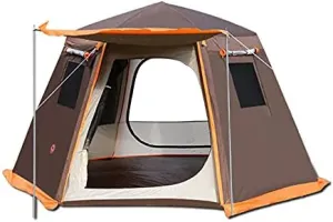 Lightweight Automatic Camping Tent with Sun Protection and Rainproof Design, Double-Layer Hexagon Shape with Aluminum Poles for Outdoor Adventures