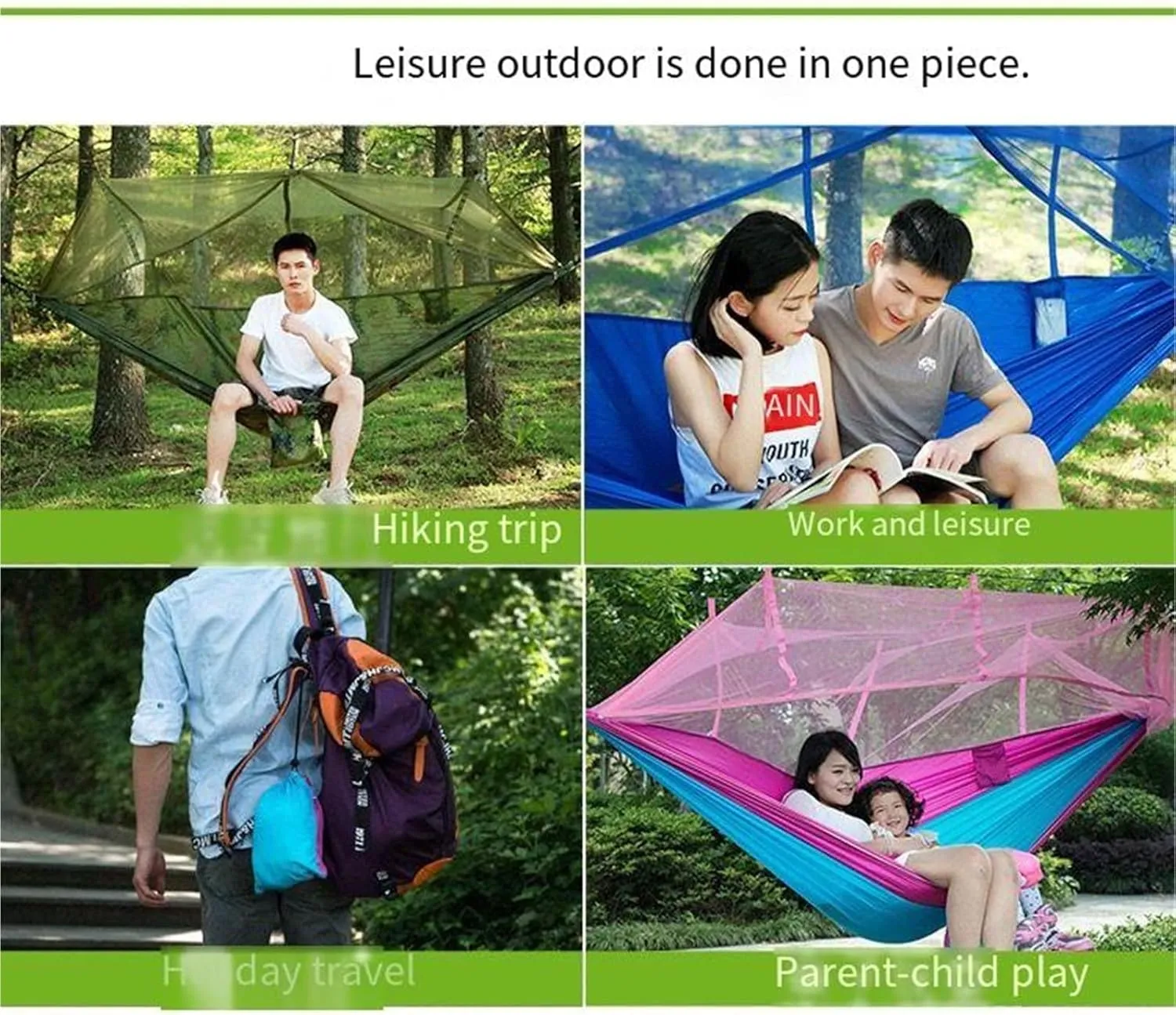 Lightweight Double Camping Hammock with Mosquito Net - Outdoor Portable Nylon Hanging Tent for Two(Camouflage)