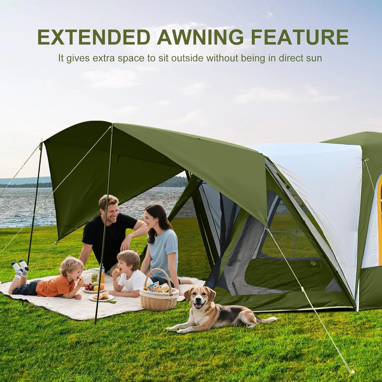 LILYPELLE SUV Tent for Camping, 4-6 Person Inflatable Tents for Camping with Large Awning, PU 3000mm Waterproof Oxford Portable Tailgate Blow Up Tent for SUV Car Jeep, 9.8FT L x 8.2FT W x 6.9FT H