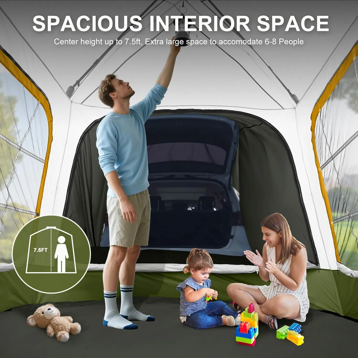 LILYPELLE SUV Tent for Camping, 4-6 Person Inflatable Tents for Camping with Large Awning, PU 3000mm Waterproof Oxford Portable Tailgate Blow Up Tent for SUV Car Jeep, 9.8FT L x 8.2FT W x 6.9FT H