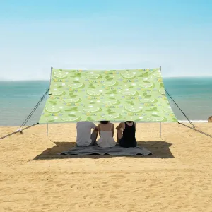 Limon Mojito Beach Canopy Tent Anti-UV & Wind Resistant, Camping Sun Shelter Easy Setup Portable,Outdoor Shade Tents with Sandbags,Sand Shovels,Ground Pegs & Stability Poles
