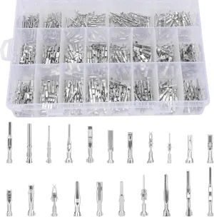 Linkstyle 395PCS Connector Pins Terminal Kit, 21 Types Automotive Car Electrical Wire Terminal, 1/1.5/1.8/2.2/2.8/3.5mm Non-Insulated Plug Removal Male Female Crimp Pins Wire Pins Removal Tool kit