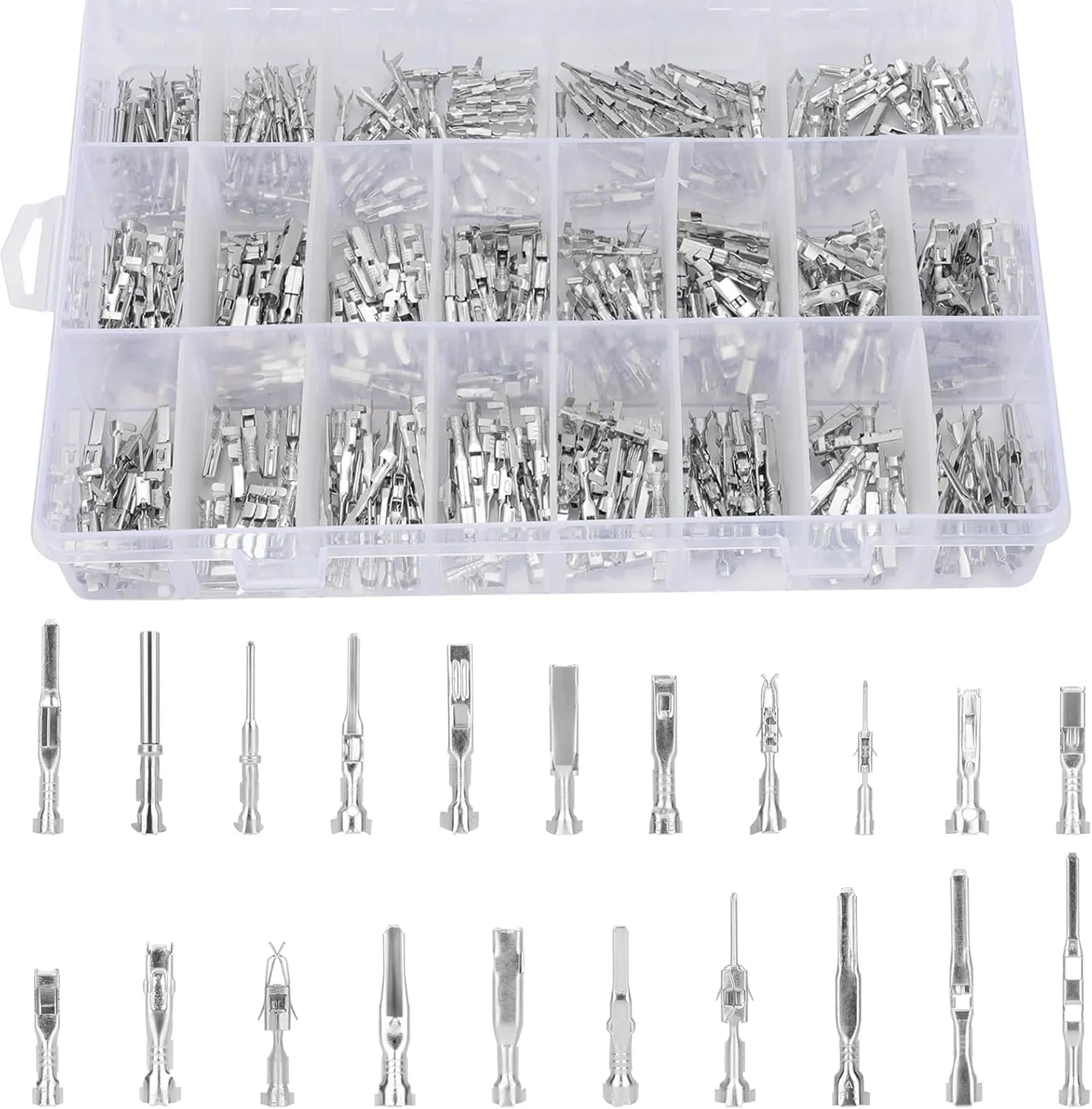 Linkstyle 395PCS Connector Pins Terminal Kit, 21 Types Automotive Car Electrical Wire Terminal, 1/1.5/1.8/2.2/2.8/3.5mm Non-Insulated Plug Removal Male Female Crimp Pins Wire Pins Removal Tool kit
