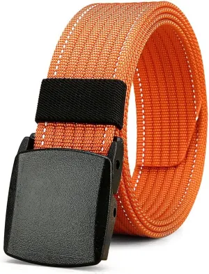 LionVII Belt for Men, Adjustable Belt with Plastic Buckle Breathable for Work Sports, Easy Trim to Fit 28-49" Waist