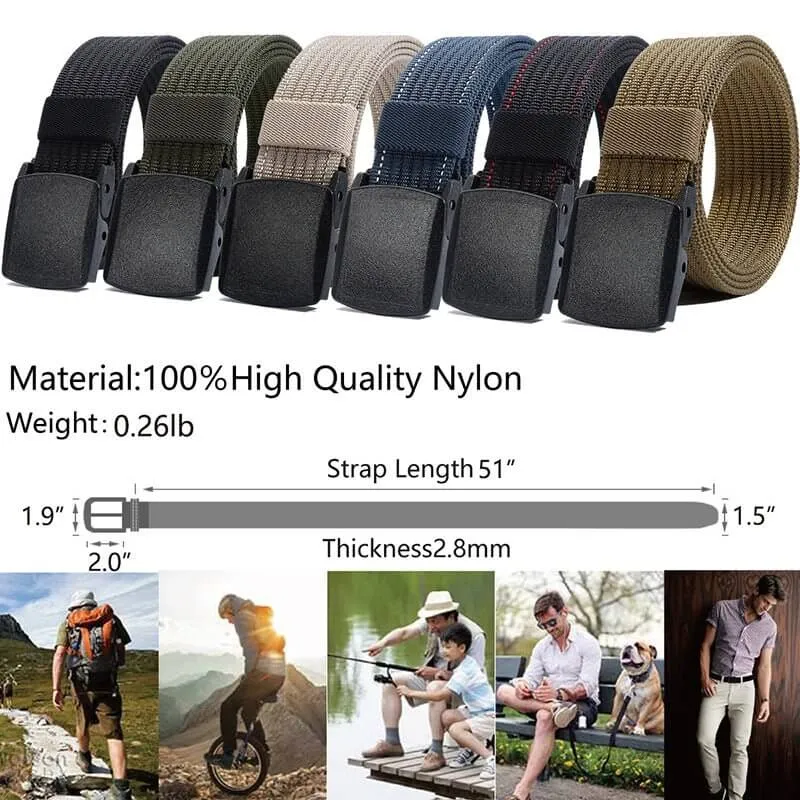 LionVII Men's Nylon Web Belt with YKK Plastic Buckle - Breathable and Durable Waist Strap for Work, Outdoor Sports and More - Adjustable up to 46in (53"L x 1.5"W)