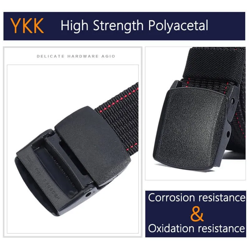 LionVII Men's Nylon Web Belt with YKK Plastic Buckle - Breathable and Durable Waist Strap for Work, Outdoor Sports and More - Adjustable up to 46in (53"L x 1.5"W)