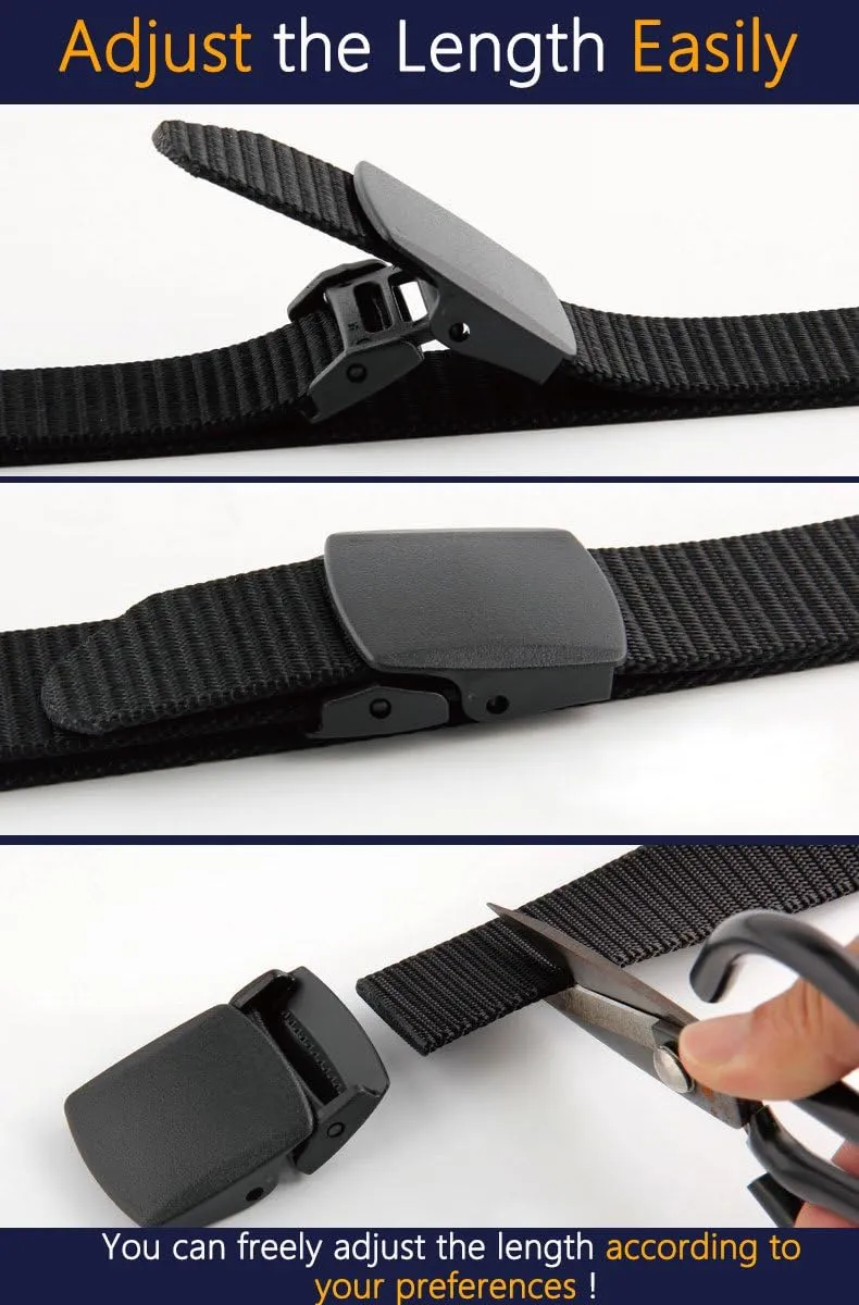 LionVII Men's Nylon Work Belts - Breathable Webbing Canvas Belt with Plastic Buckle, Adjustable Trim to Fit 28-49" Waist