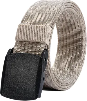 LionVII Men's Nylon Work Belts - Breathable Webbing Canvas Belt with Plastic Buckle, Adjustable Trim to Fit 28-49" Waist