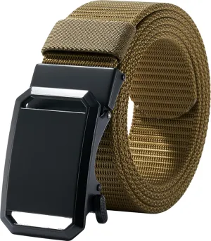 LionVII Ratchet Belts for Men - Fashion Belt Man Nylon Fabric 1 3/8" for Casual Jeans - Adjustable Trim to Fit 27-49" Waist